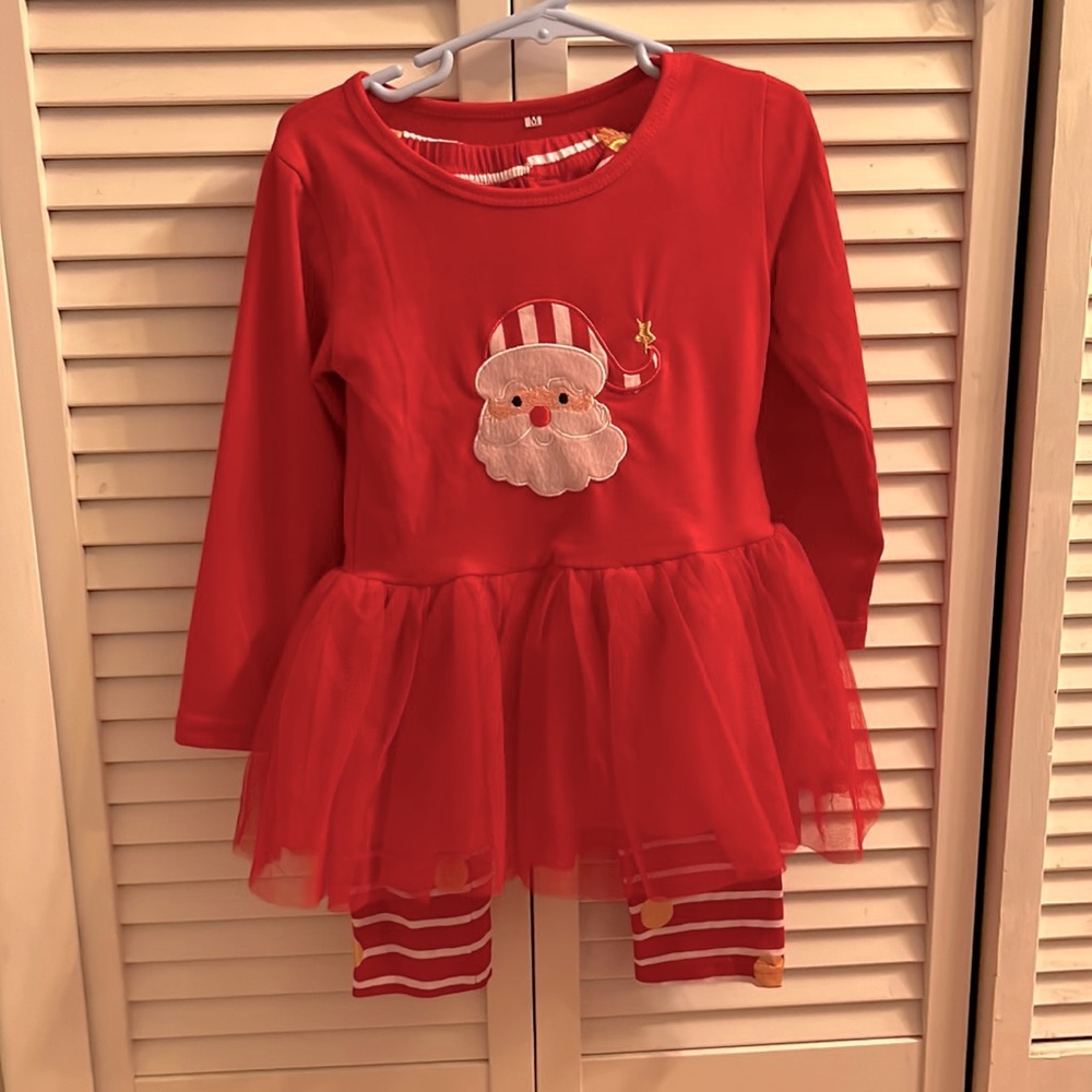 Girls Santa matching outfit size M (toddler 3-4)